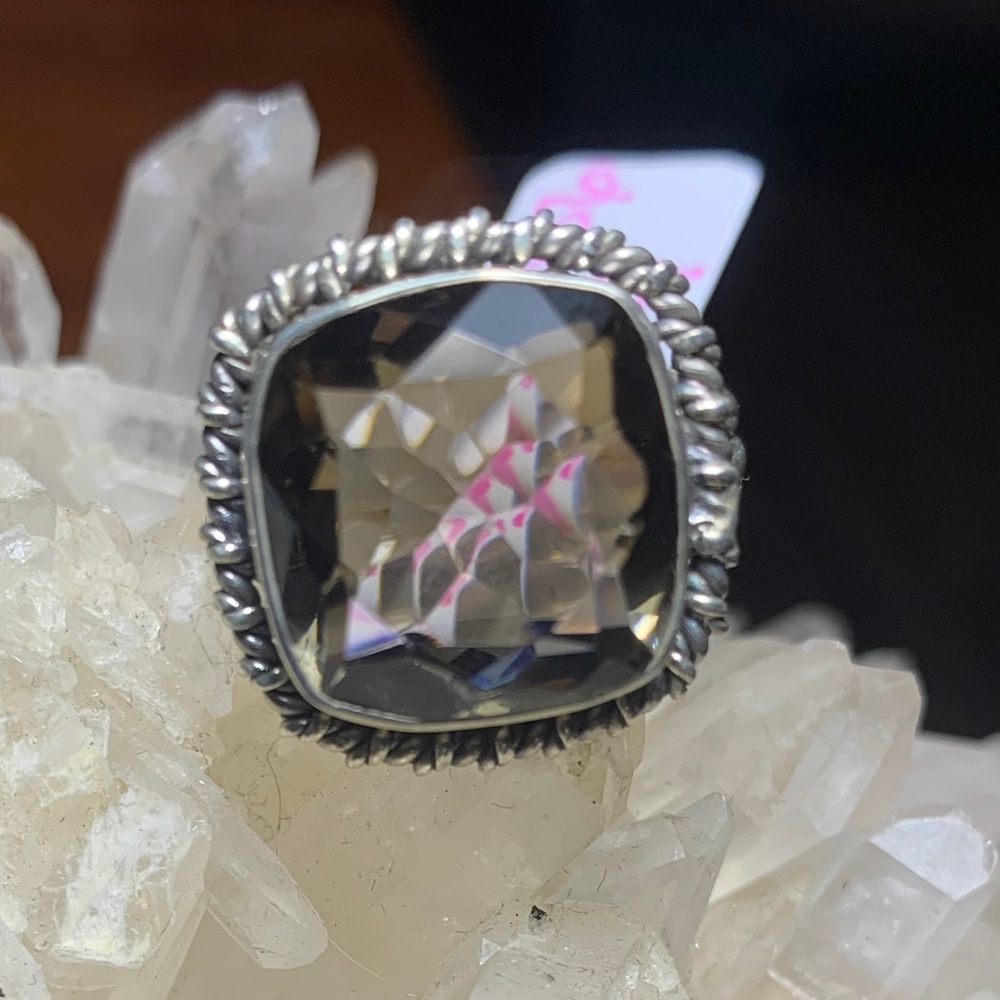 Solid Sterling Smokey Quartz Ring - image 2